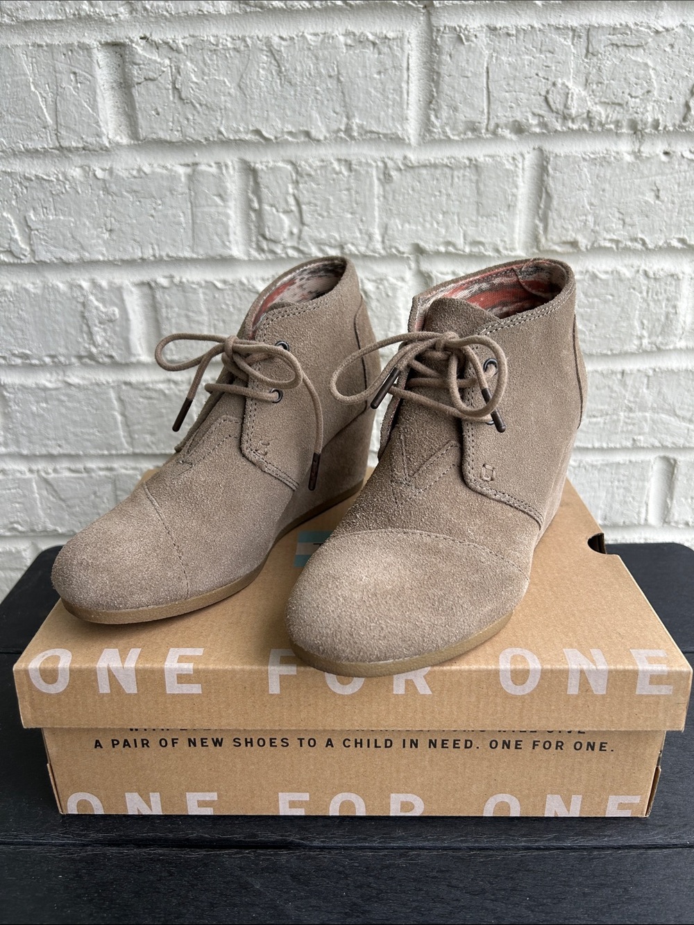 Toms Taupe Suede Desert Wedge